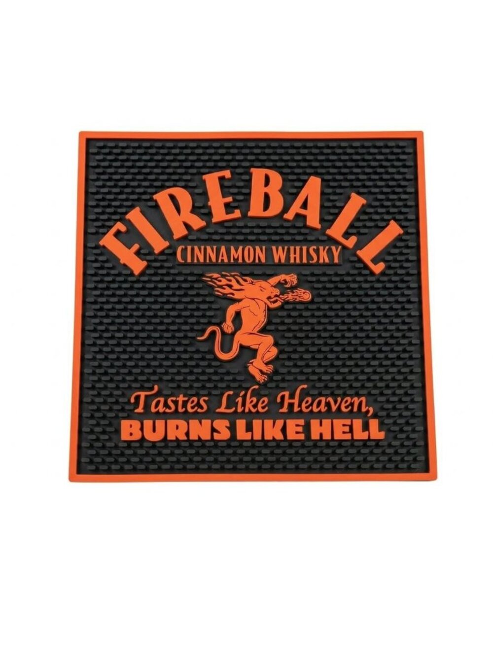 Fireball Cinnamon Whisky Bar Mat 11.5x11.5 Rubber Spill Mat Square Home Bar Deco